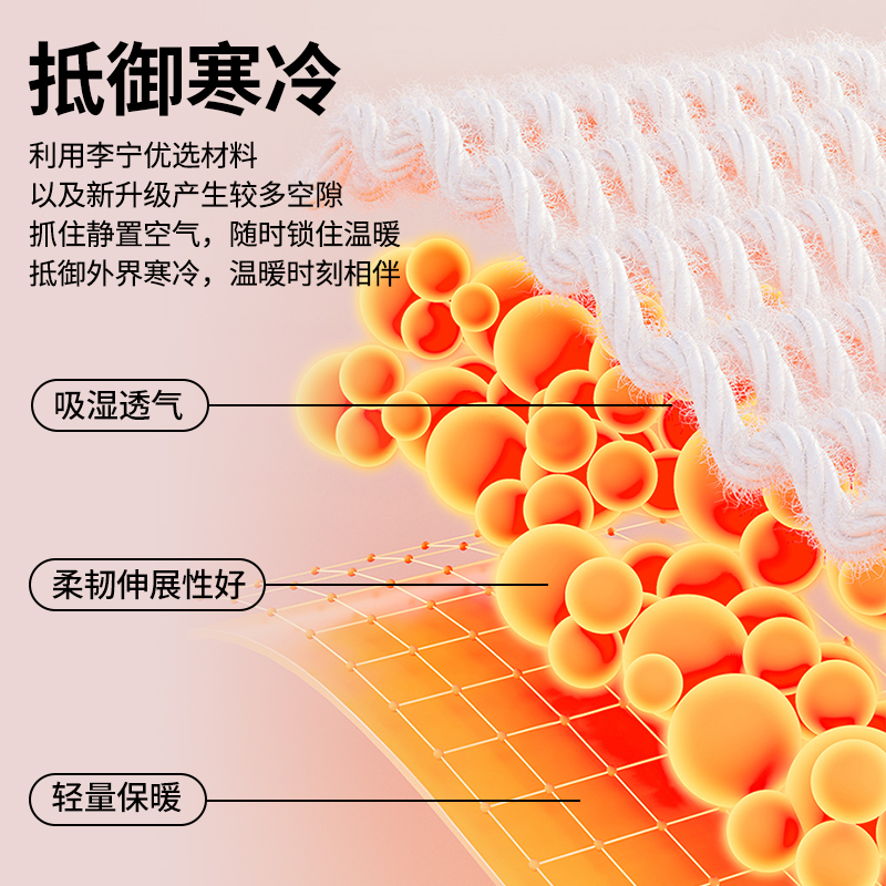 李宁保暖护膝老寒腿专用女关节秋冬季运动男膝盖跑步骑行内穿防寒 - 图0