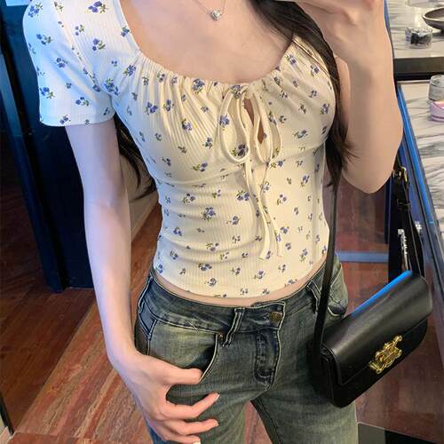 2131简易视频教程丹丹纸样服装1：1裁剪图纸打版DIY绑带收腰短款T - 图0