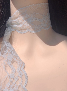 小众设计超仙气薄款蕾丝花边长款飘带项圈气质百搭颈带choker