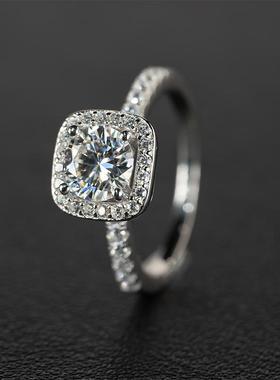 莫桑钻方包戒指女S925银