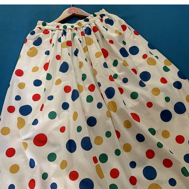 Long skirt A-line skirt sweet rainbow polka dot skirt