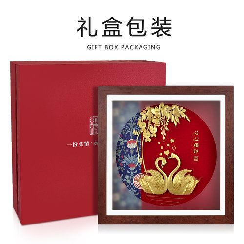 足金金箔天鹅结婚送新人礼物新娘姐姐闺蜜新婚纪念日高档实用摆件 - 图3
