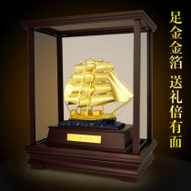 Foot Gold Gold Leaf Painting A Smooth Sailing Yacht Jo Relocation New Residence Gift Light Lavish Moving Opening Upscale Genguan Pendulum