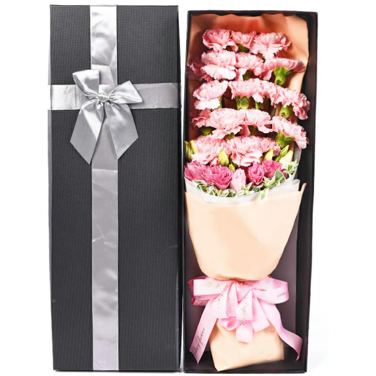 鲜花速递红粉康乃馨百合玫瑰花束礼盒库尔勒市同城上门母亲妇女节 - 图3