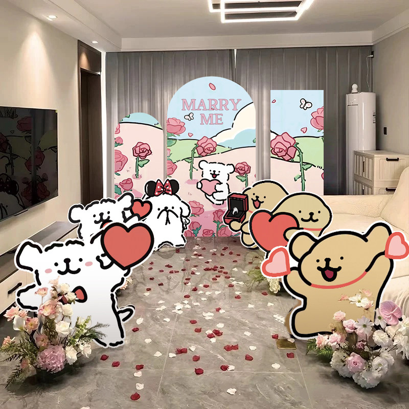线条小狗主题求婚仪式感场景布置品蜡笔小新卡通气球浪漫惊喜kt板,淘宝优惠券,粉丝福利购,淘宝优惠卷