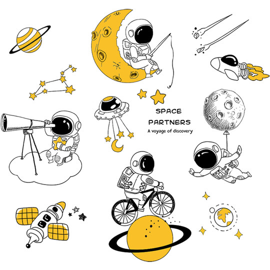 Creative personalized cartoon wall sticker 3d astronaut self-adhesive