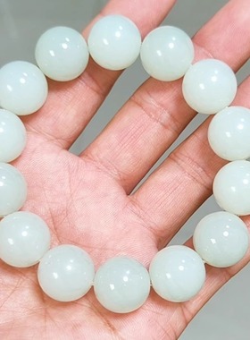 正宗新疆和田玉且末山料精品手串男女款手链特细无结构羊脂级珍品