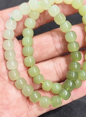 和田玉男女款手链手串桶型圆珠高品质无结构项链流行款玉珠保真