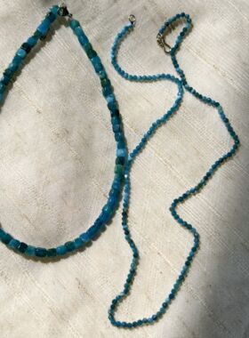 青岛饰品 OG Loc 小众品牌 天然磷灰石青金石纯银项链