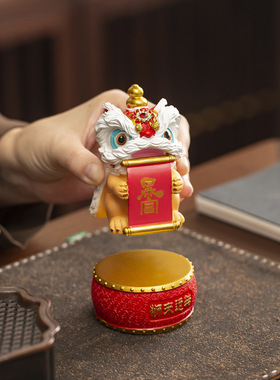 创意佛山醒狮舞狮摆件工位办公室桌面客厅树脂工艺品装饰生日礼物