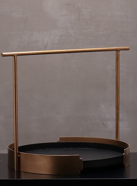 新中式现代金属提篮托盘摆件样板