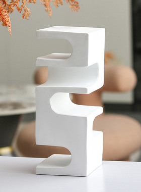 现代极简创意抽象几何凹槽摆件样