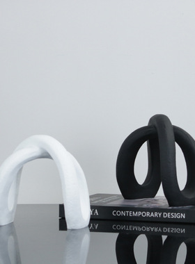 现代简约树脂黑色白色麻绳几何书