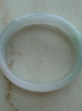 细腻糯化淡春彩绿紫贵妃手镯58.6-51.6 天然A货翡翠