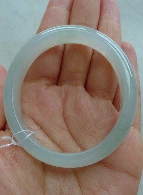 冰种起胶淡晴水飘花小圈口贵妃手镯 52.7-46.8 天然翡翠A货