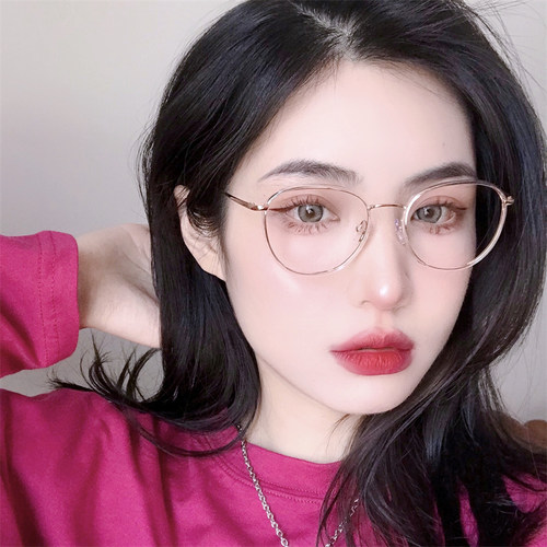 博主推荐透明眼镜女超轻复古圆框镜显脸小防蓝光高度数不显厚良也 - 图1