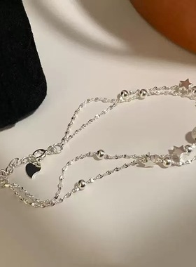 星星磨砂小球双层叠戴手链女轻奢小众高级感精致微镶锆石手串手饰