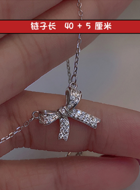 蝴蝶结925纯银项链女夏小众简约百搭锁骨不掉色设计感2021年新款