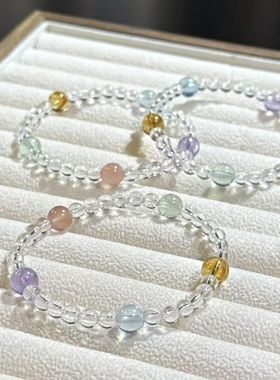 【清露晨光】甜美小众设计清新夏日多巴胺琉璃手串高级气质女ins