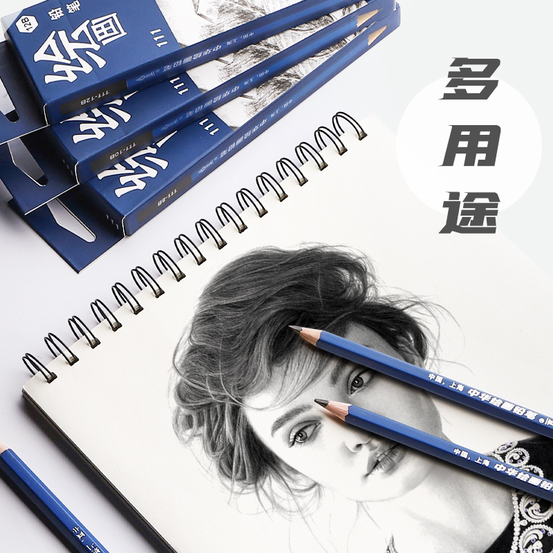 中华铅笔素描铅笔学生专用2b4b6b素描笔2h美术生专用2比铅笔考试8b10b12b画画绘画笔套装软炭笔软中硬速写笔,淘宝优惠券,粉丝福利购,淘宝优惠卷