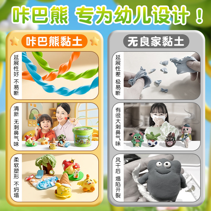 咔巴熊超轻粘土橡皮泥套装无毒彩泥36色黏土儿童幼儿园专用小学生手工diy轻粘土安全太空泥24色泡泡泥玩具,淘宝优惠券,粉丝福利购,淘宝优惠卷