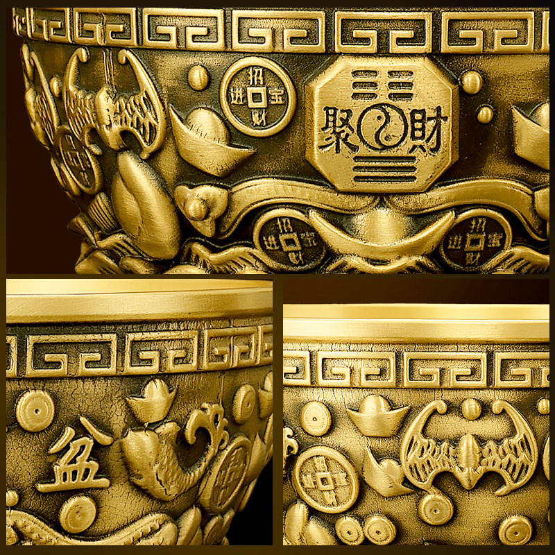 2纯精铜聚宝盆摆件铜家用客厅装饰招财聚财大号铜盆工艺品存钱罐,淘宝优惠券,粉丝福利购,淘宝优惠卷