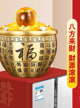 纯黄铜百福缸冰箱聚宝盆铜制米缸