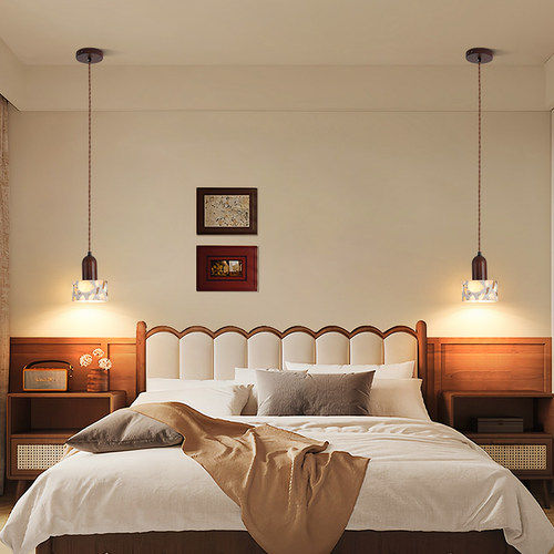 雷士照明床头吊灯卧室复古小吊灯创意新款艺术卧室中古吊灯LED - 图2