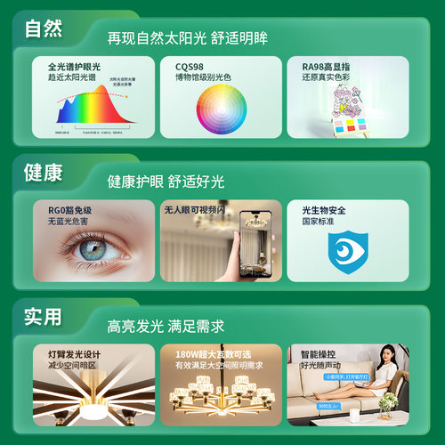 雷士照明官方2026新款客厅吊灯正品客厅灯卧室全光谱护眼中山灯具 - 图2