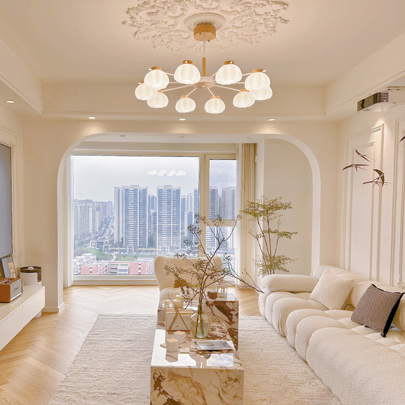 雷士照明奶油风全光谱护眼客厅吊灯原木风简约餐厅灯具泡芙吊灯,淘宝优惠券,粉丝福利购,淘宝优惠卷