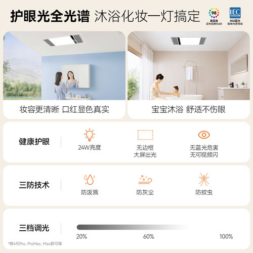 雷士照明风暖浴霸超薄4代恒温取暖照明排气扇一体浴室吊顶暖风机 - 图3