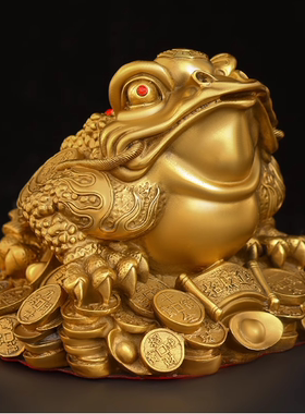纯铜金蟾摆件招进财日进斗黄金蝉