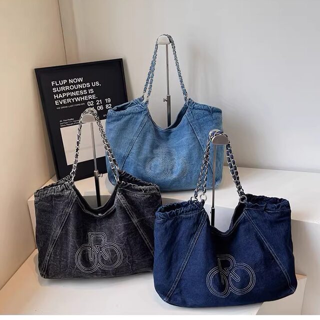 Korean retro denim armpit bag