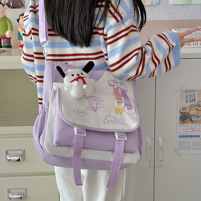 Fashionable cartoon large-capacity crossbody bag Japanese ins girl shoulder tote bag student backpack tutoring class bag
