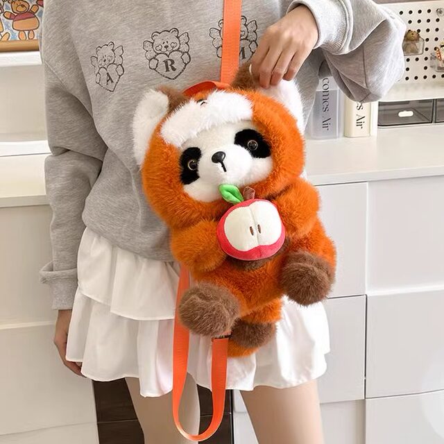 Cute Apple Red Panda Doll Bag New Backpack School Bag Girls Children Baby Casual Mini Backpack