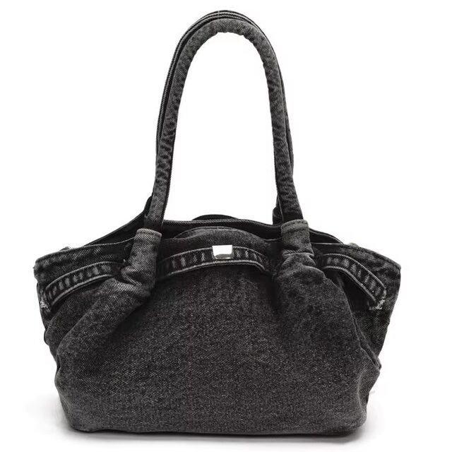 Niche design high-end denim hand-held small square bag 2025 new retro versatile commuting shoulder bag