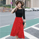 Summer chiffon strappy black and white polka dot fishtail skirt