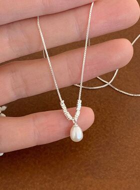 时尚珍珠温柔轻奢小众银子碎链精致女高级气质设计感项链锁骨批发