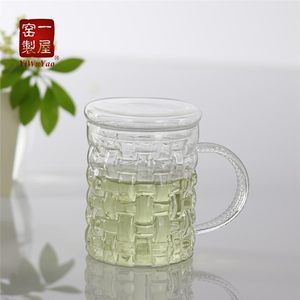 一屋窑耐热玻璃水杯 办公杯玻璃杯编制杯 花草茶具 创意茶杯正品