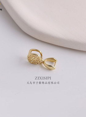 铜材质中国风玉石吊坠瓜子扣