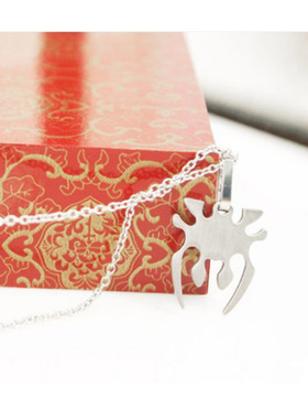 钛钢小动物蜘蛛可刻字吊坠项链