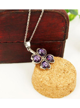 项链韩版幸运四叶草女士刻字吊坠