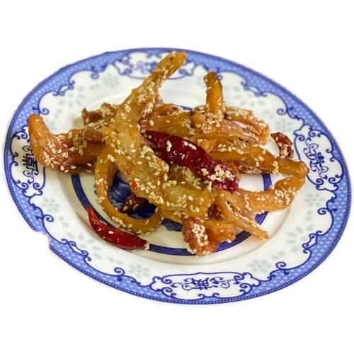 【酥香鱼干】酥香鱼干小黄鱼水蚕鳗鱼八公鱼肉条微辣 250克半成品 - 图3