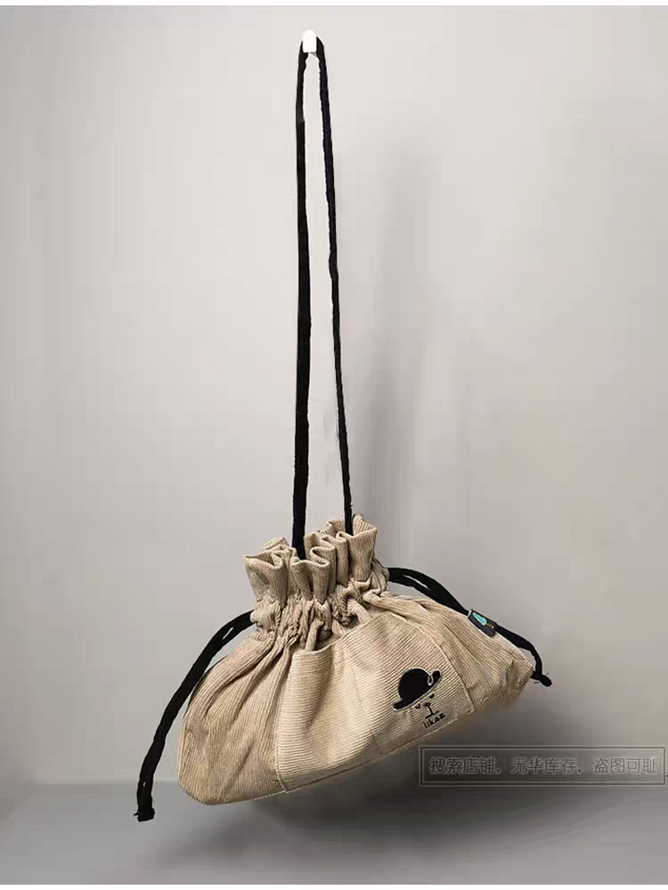 出口韩国单！小雨伞纯色灯芯绒卡通抽绳包斜挎包,淘宝优惠券,粉丝福利购,淘宝优惠卷