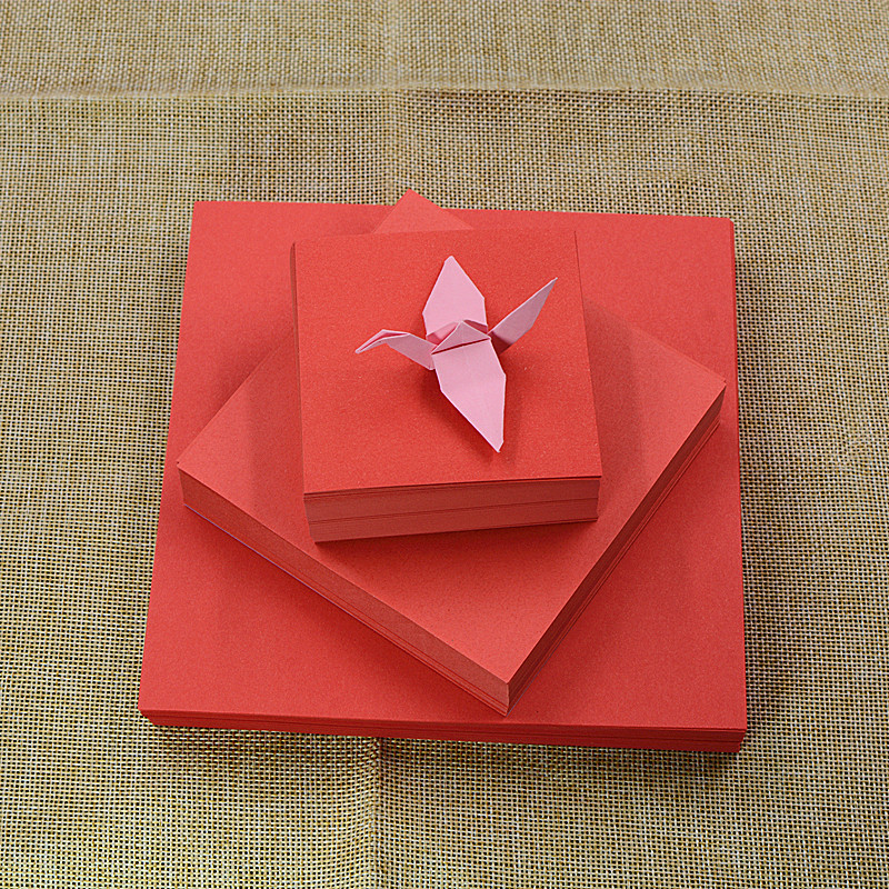 大红色正方形折纸卡纸 diy纯色叠爱心千纸鹤玫瑰儿童手工制作剪纸 - 图0
