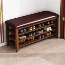 Solid wood legs Soft bag changing shoes stool Home doorway Shoes Stool can sit New Chinese shoe cabinet Shoe stool starter Stool Shoes cabinet