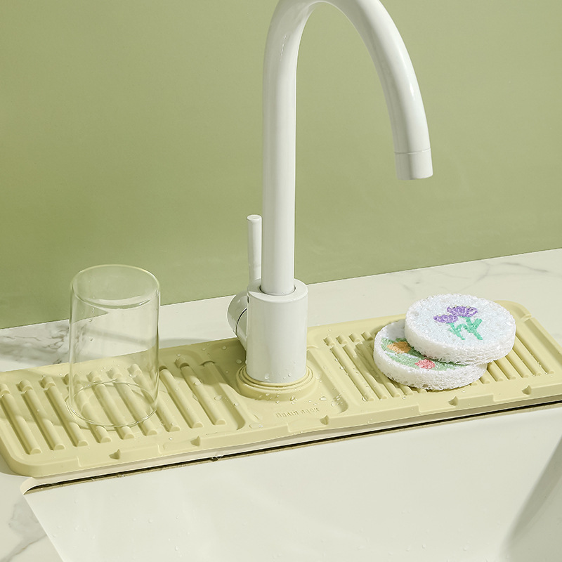 厨房水龙头防溅水垫洗手台置物垫沥水垫硅胶水槽收纳垫防滑肥皂垫-图1