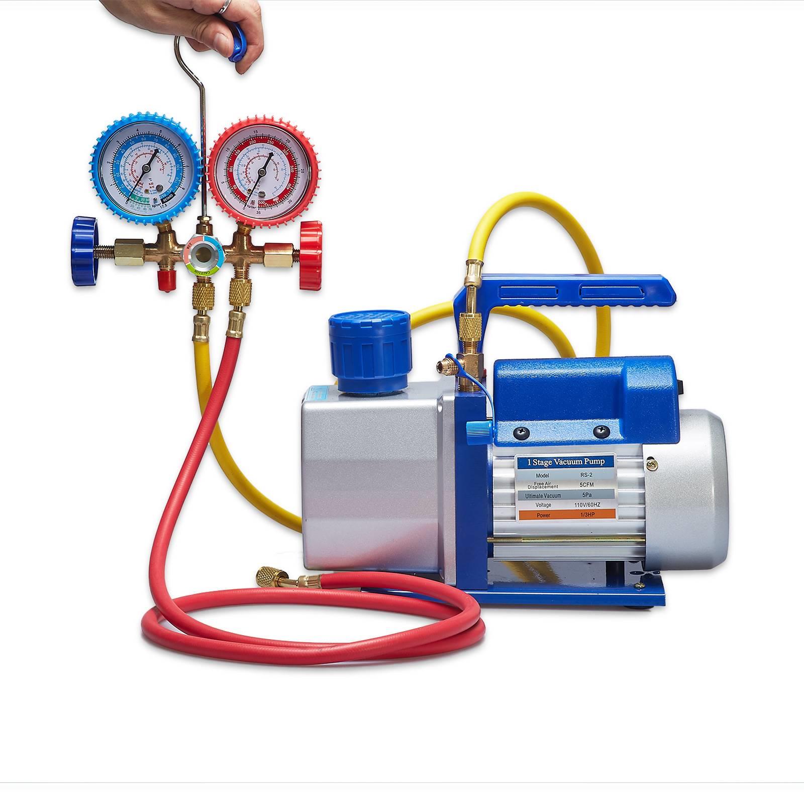 2.5CFM Vacuum Pump& Manifold Gauge Set- HAC A/C R2V2 R410-图1