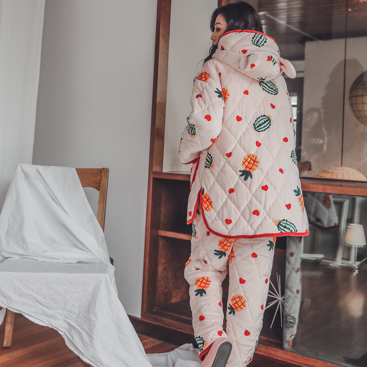 月子服孕妇冬季加绒夹棉女睡衣 lmsj服饰家居服套装