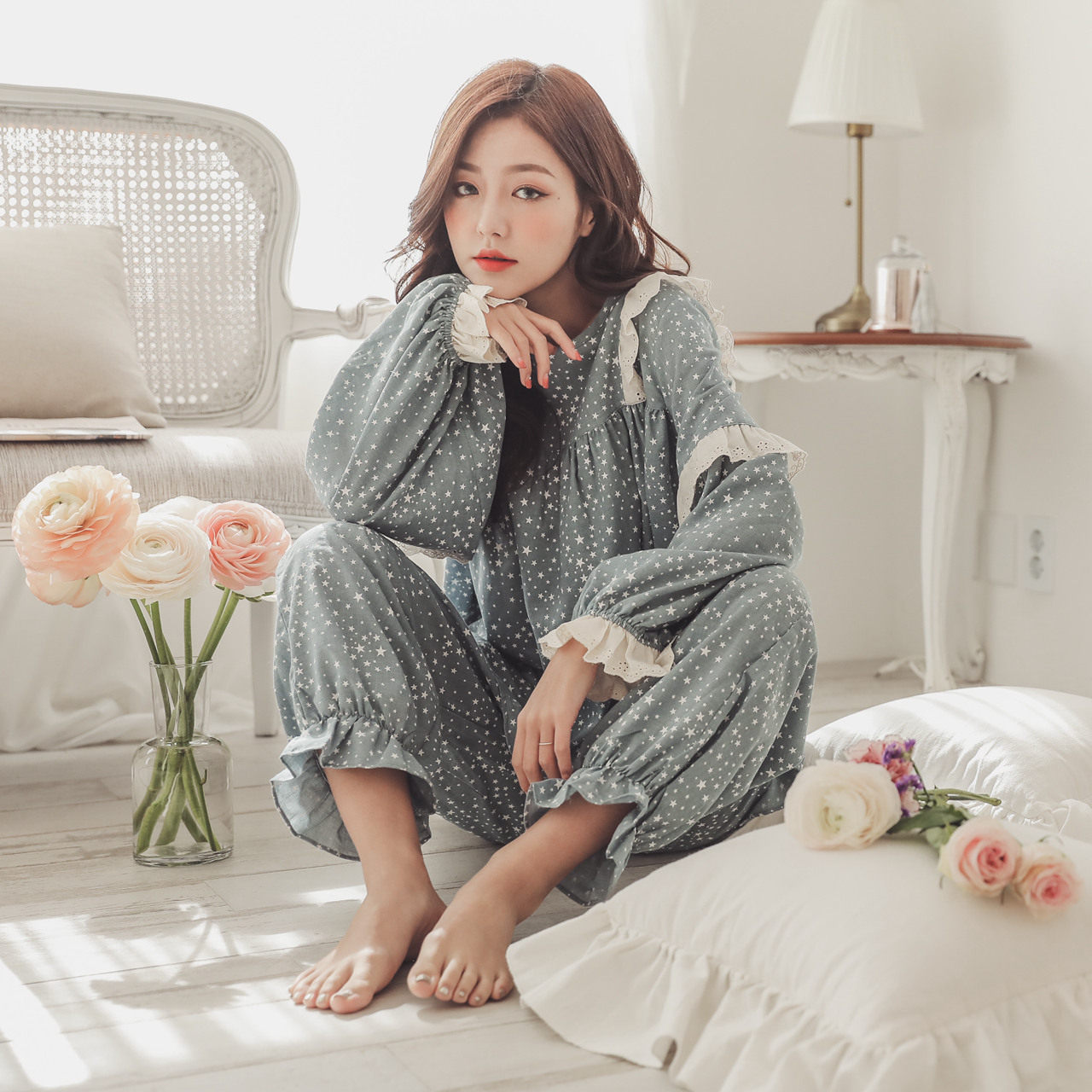 月子服喂奶产后纯棉怀孕期夏睡衣 lmsj服饰家居服套装